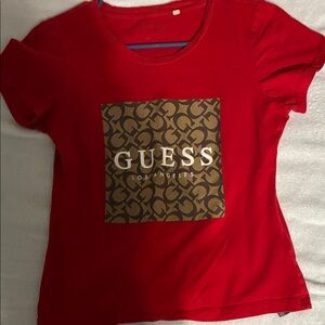 Guess Red Tee with Graphic Logo